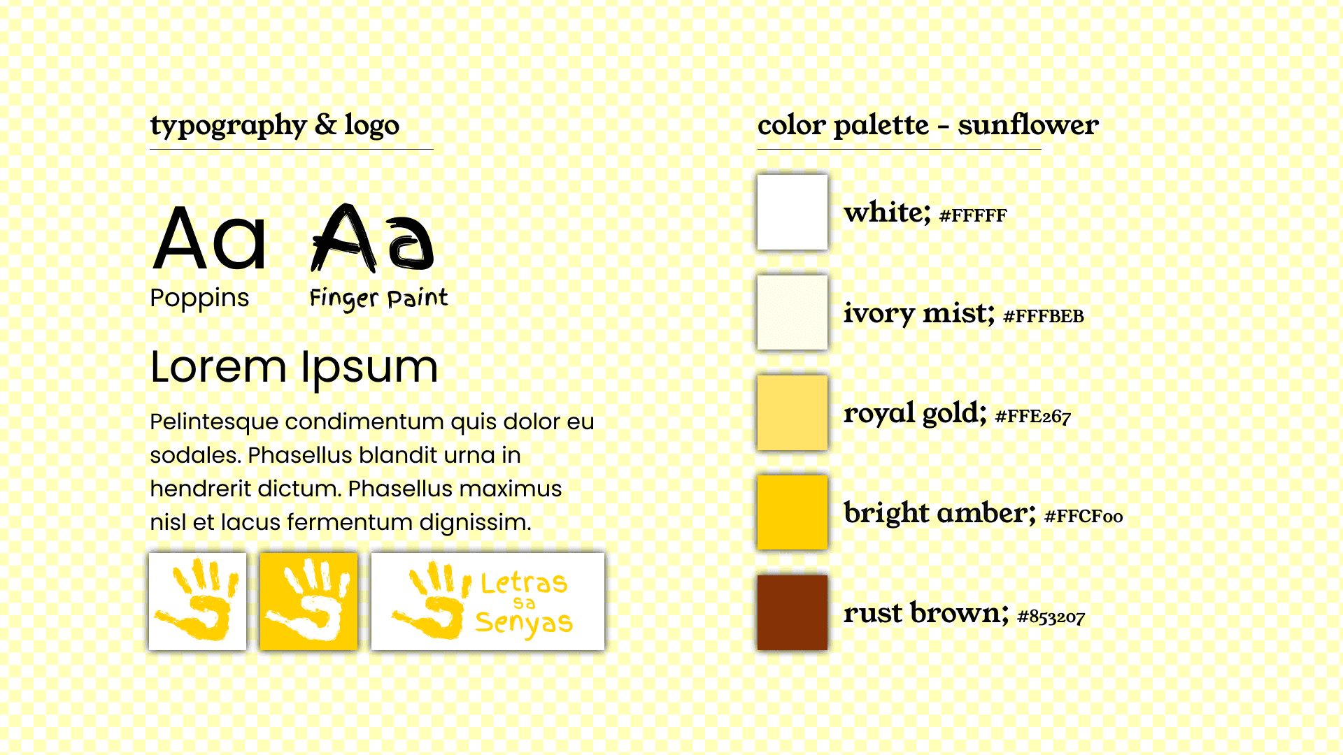 letras sa senyas' branding